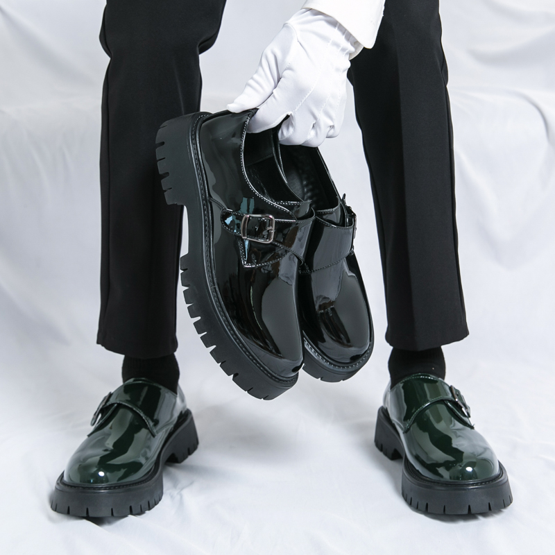 Men's Italian Patent Leather Oxfords Shoes, Handmade Platform Wedding Business Dress Shoes 4