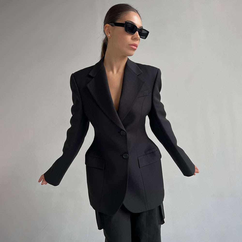 Autumn and Winter V-neck Waist Cinched Suit for Women with a High-end Feel Ins Slim Fit Suit Light Design Suit Jacket