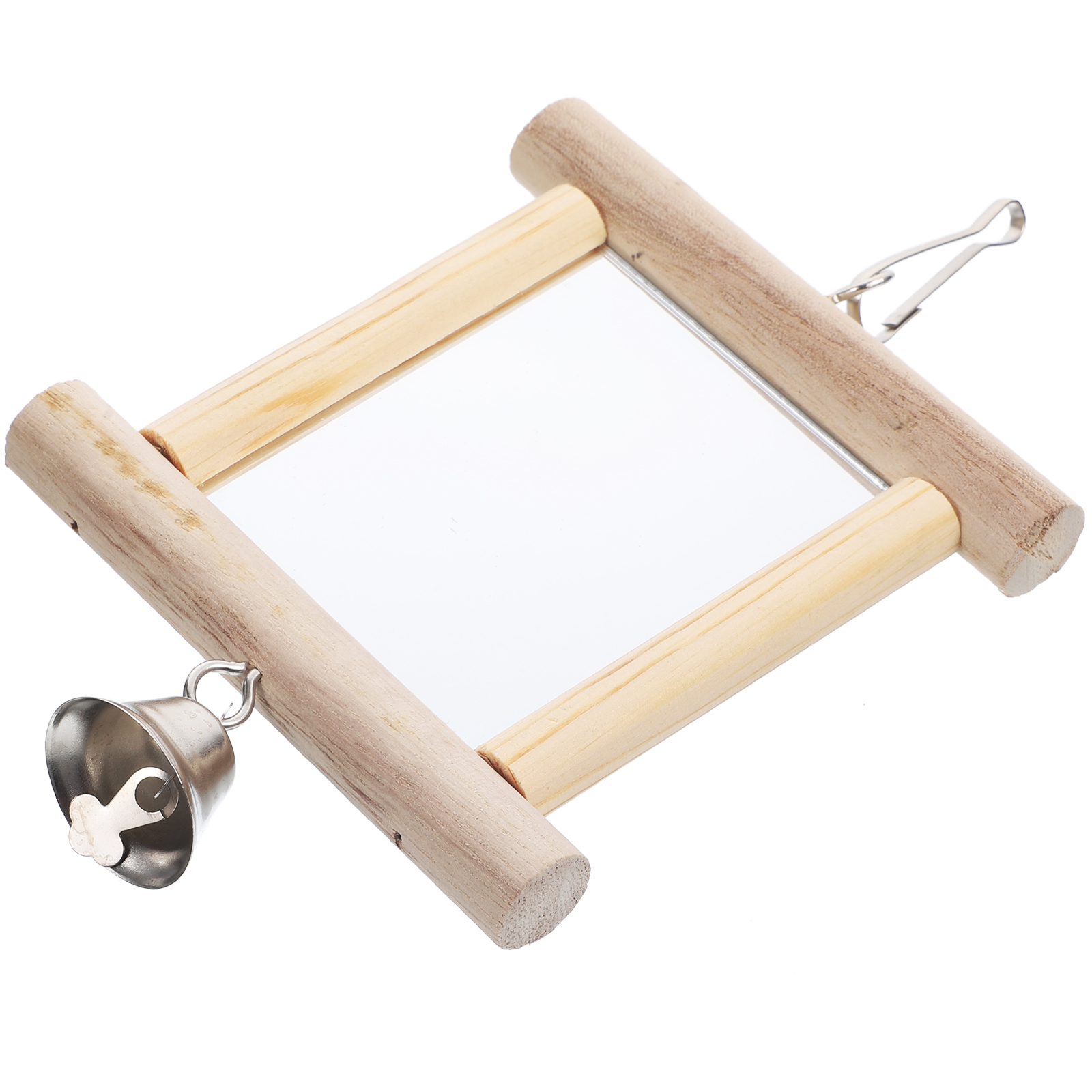 Bird Cage Parrot Mirror Toy Guinea Pig Accessories Household Parakeet Wooden Molar