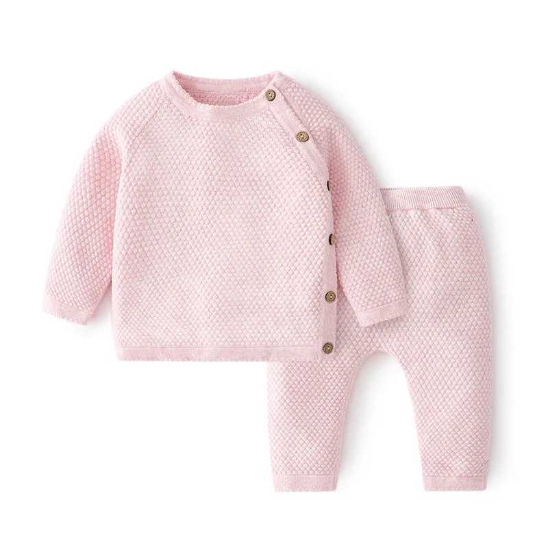 Baby Clothes Sets Ensembles Cotton Spring Newborn Boy Girl Infant Clothing Tops And Pants Knitted Sweater Baby Pajamas Sets W250218