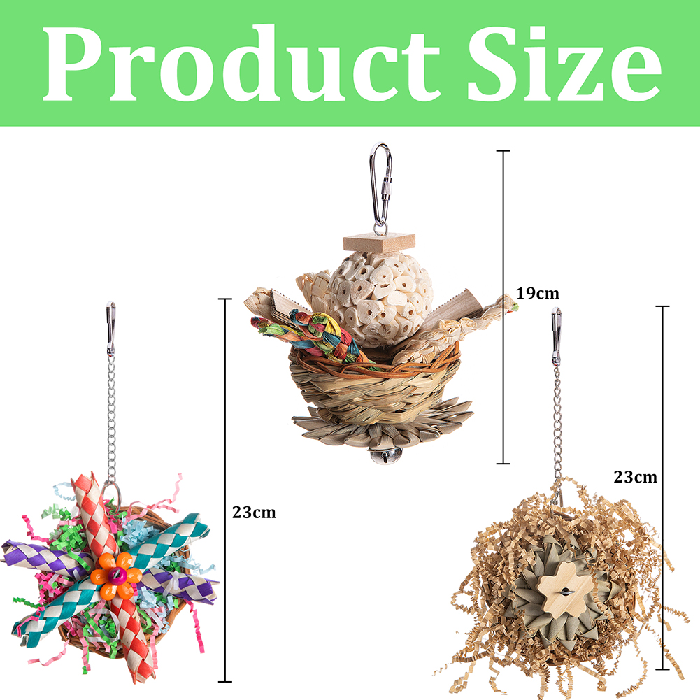 3 Pcs Bird Toys Parrot Shredder Toy Hanging Foraging Shredder Toy Bird Cage Accessories For Parrots Cockatoos Cockatiel Budgies