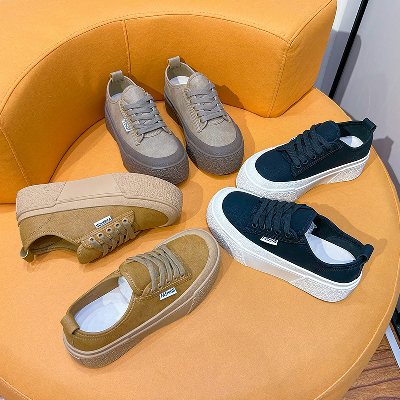 Women's AIYUQI Genuine Leather Casual Lace-up Sneakers Platform Board Shoes New Women girl platform shoes fad0