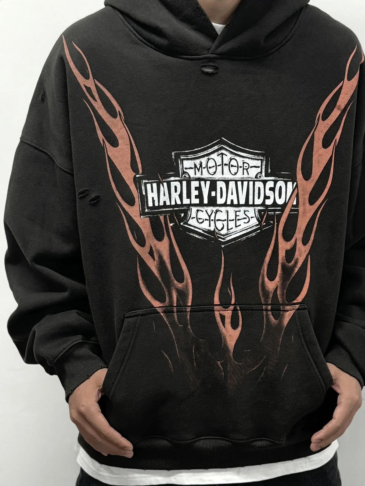 Y2K American Retro Long Sleeve Hoodie Casual Mens Top Sweatshirt Graphic Print Streetwear Oversized Hip Hop 240830