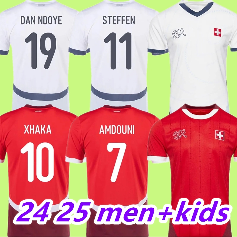 2024 2025 Switzerland Soccer Jerseys RIEDER EMBOLO 24 25 Euro Cup home away SWISS National Team SHAQIRI ELVEDI AKANJI ZAKARIA SOW mens kids Football shirts Size S - 4XL