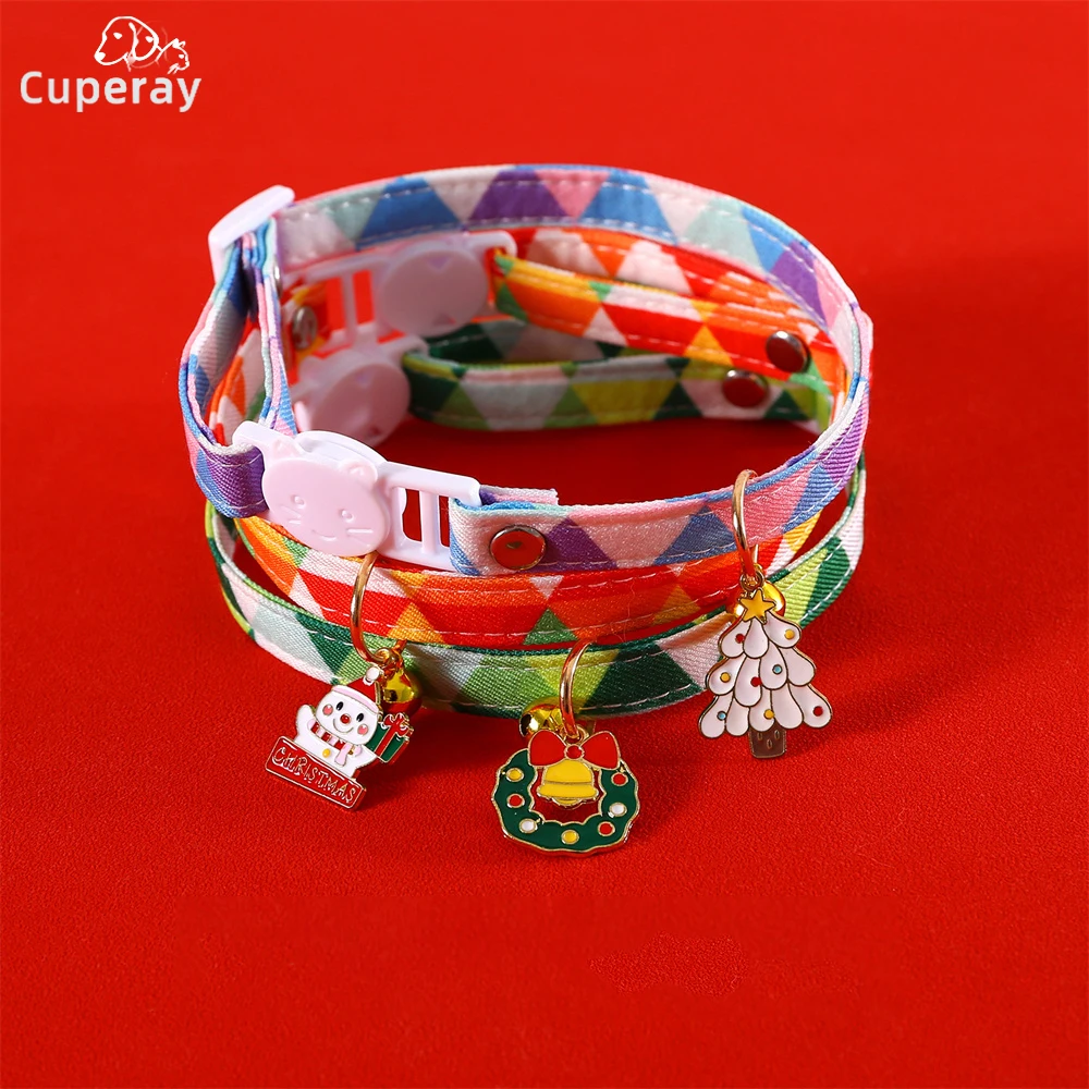 Christmas Cat Collar,adjustable Pet Collars with Christmas Pendant Collar,anti-suffocation Buckle & Bell,cat & Puppy Accessories