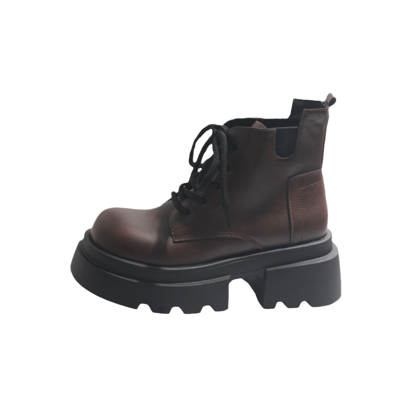Women's thick soled lace up big toe British style short boots