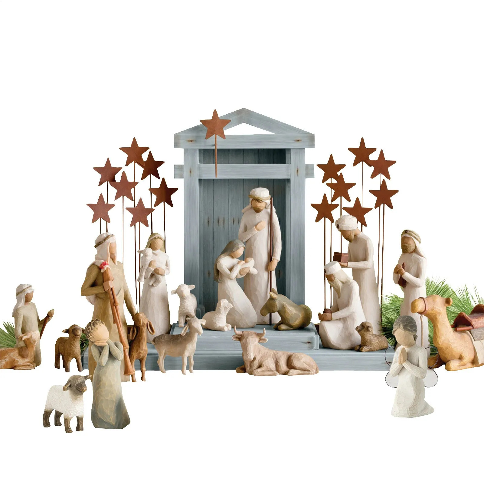 Resin Desktop Ornament for Room Decor Nativity Character Statue Hand drawn Decoration Christmas Gift 240830