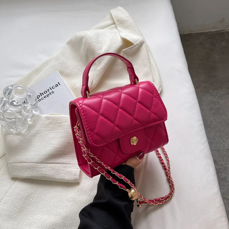 Fashion Plaid Shoulder Bag Casual Chain Strap Crossbody Bags For Women Handbags Pu Leather Small Top Handle Bags 240830