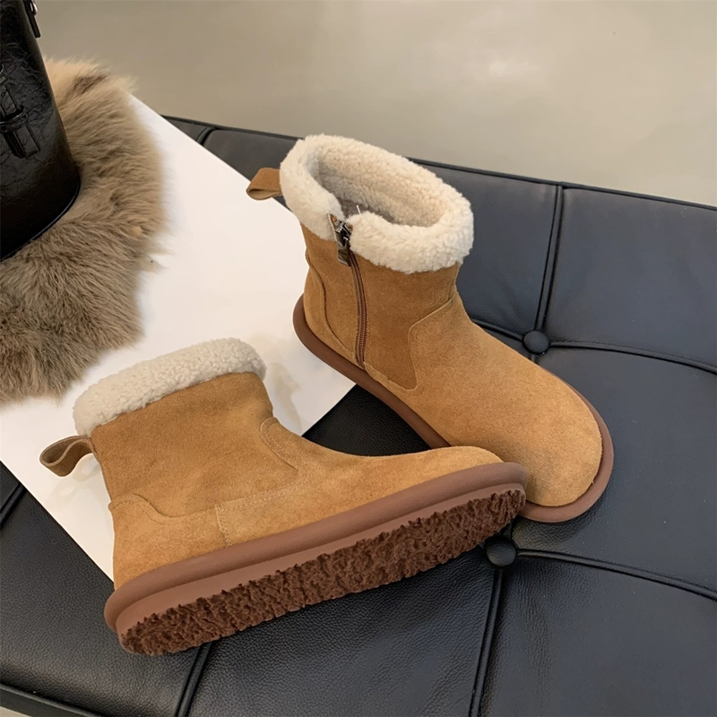 Women's AIYUQI Snow 2024 New Flat Non-slip Women Ankle Warm Winter Shoes Female Boots 054b