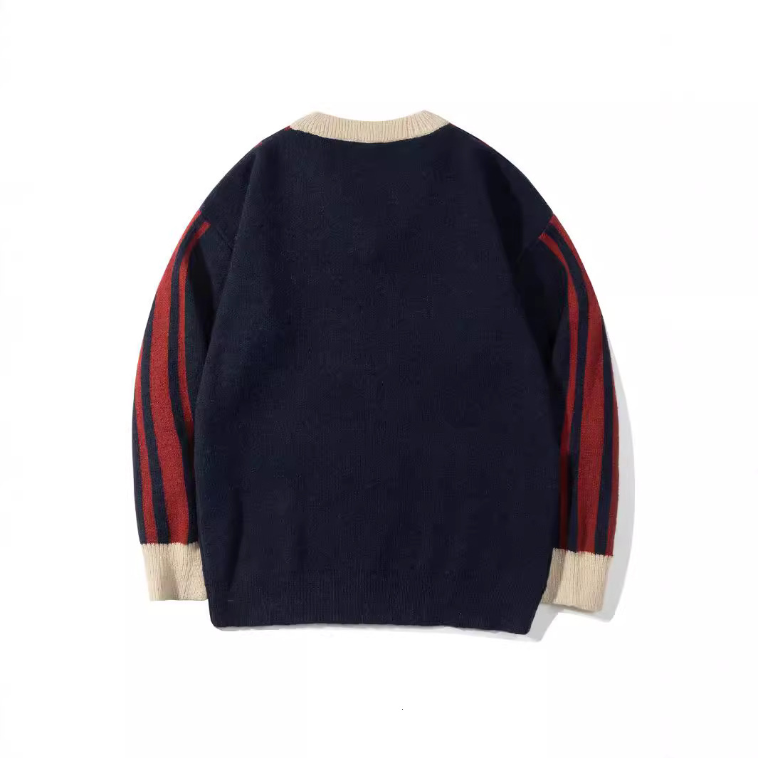 Trendy Style Autumn New American Color Blocked Knitted Design Versatile Casual Sweater for Men and Women Couples - view 3