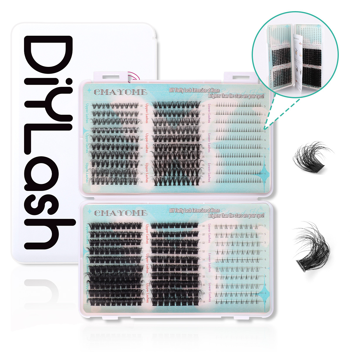 Individual Eyelashes Cluster Lashes Kit - 670Pcs Complete Set of Upper and Bottom Lash Bundles Reusable Segmented Eyelash Extension Kit Grafted Lashes