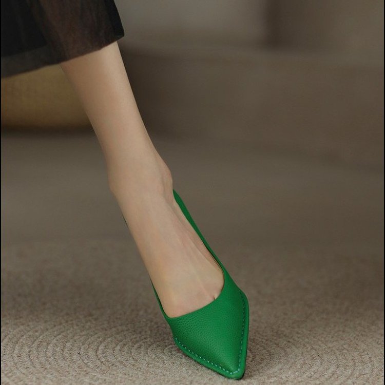 2025 S Fashion Designer Women Shoes New Korean Version High Heel Point Toe Solid Color Commute Free Shipping