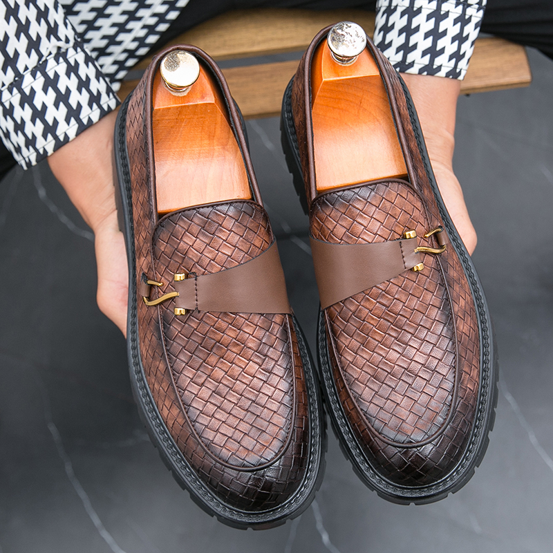 Loafers Thick Bottom Fashion Black Casual Shoes for Men Oxford Shoes Luxury Brand Formal Business Shoes Slip-on Driving