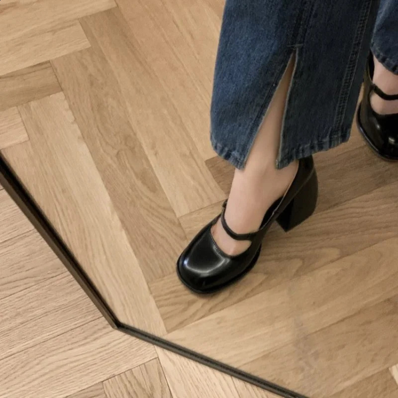 Mary Jane Shoes Lolita Women Pumps Block Heel Elegant Casual Cute Fashion Sexy Round Toe New Parties Pink Heels 240828