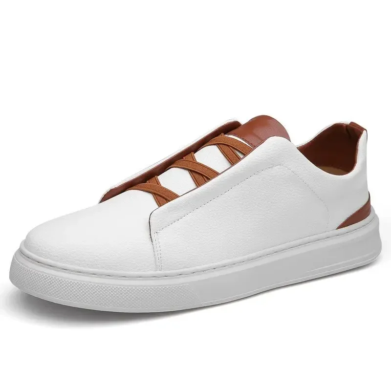 Men's Leather Casual Shoes High Quality Slip on Soft Leather Soft Sole Breathable Shoes Fashion Textured Leather-Shoes
