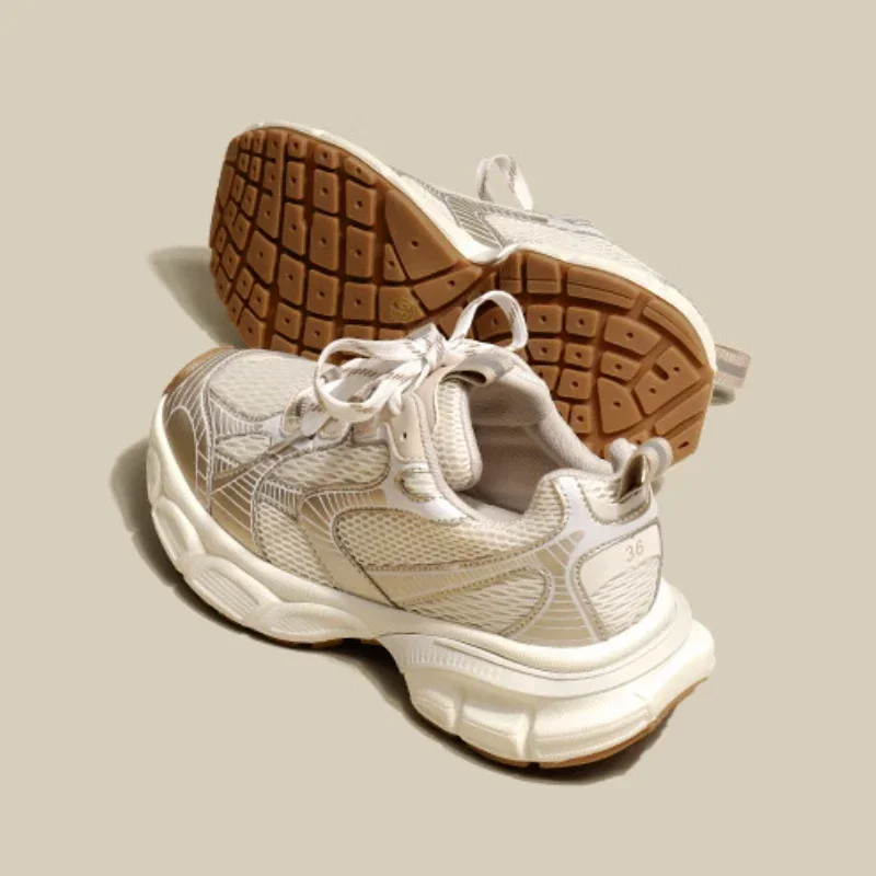 Designers White Sneakers Women Flats Shoes Lace Up Vulcanize Shoes Female Mesh Wedge Platform Casual Zapatillas Mujer 2024