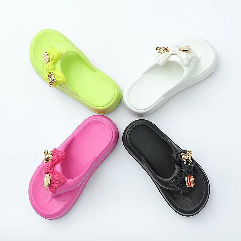 Bow Flat Flip Women 2023 New Summer Platform ps Female Thick Sole Mules Outdoor Fashion Casual Comfortable Slides 254a