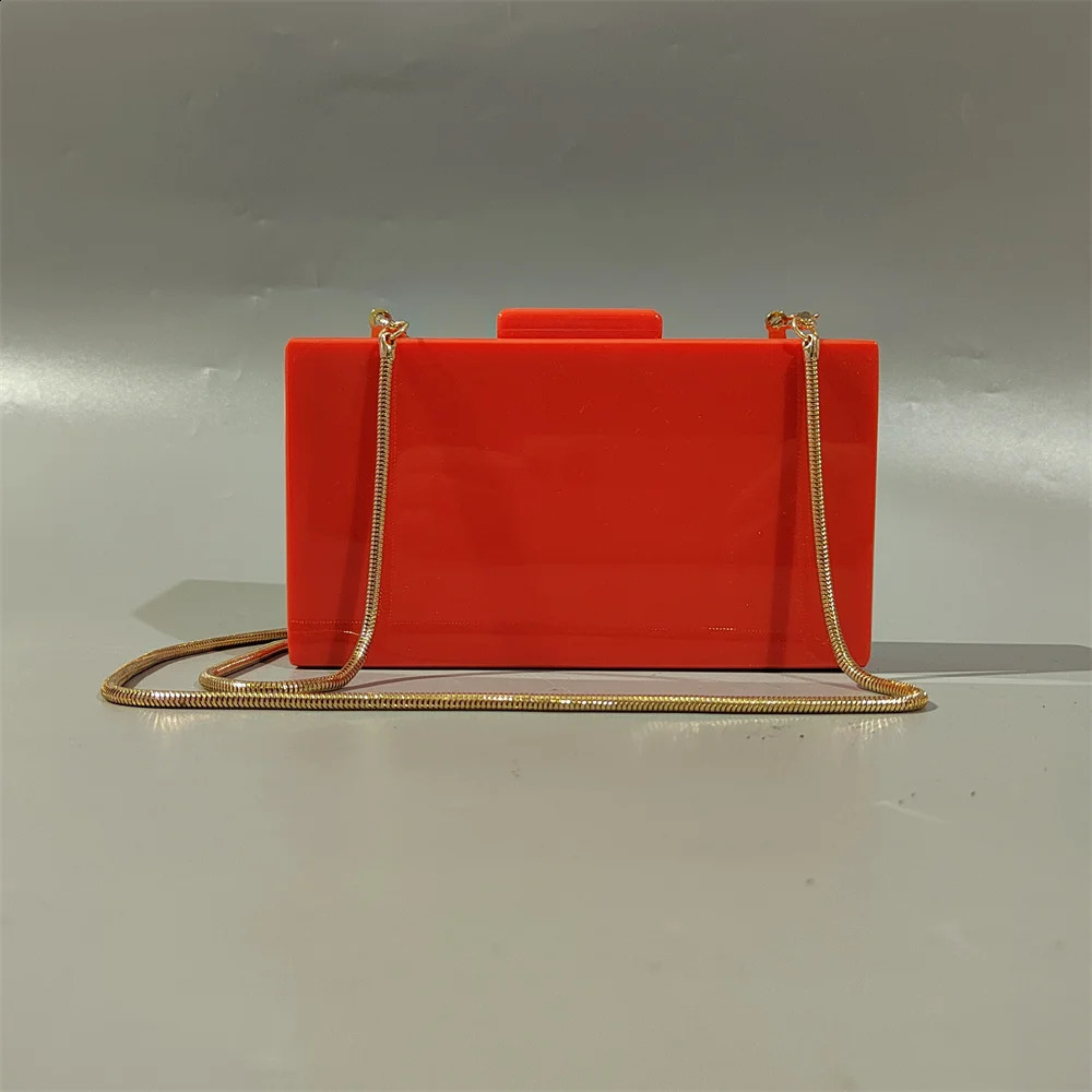 Handbag Solid Orange Acrylic Evening Bags Party Prom Mini Beach Casual Hardbox Women Banquet Clutch Summer Purse 240830