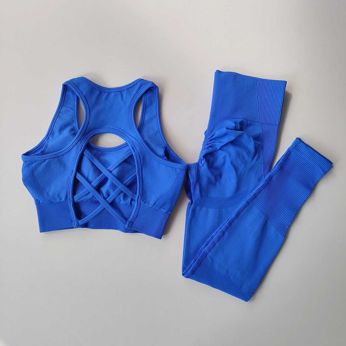 Womens sportswear fitness yoga set sportswear sports bra+high waist and leg gym clothing seamless sportswear W250326