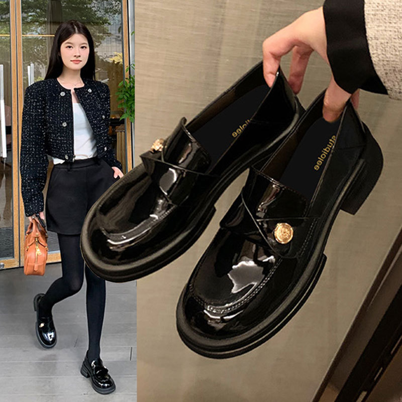 Women's British style thick soled loafers fashionable and versatile small leather shoes