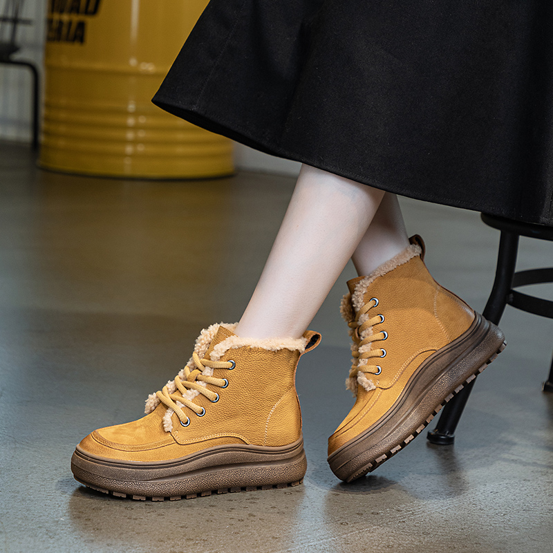 AIYUQI Women Sneakers Boots Genuine Leather 2024 New Non Slip Women Snow Boots Casual Platform Straps Warm Women Winter Boots