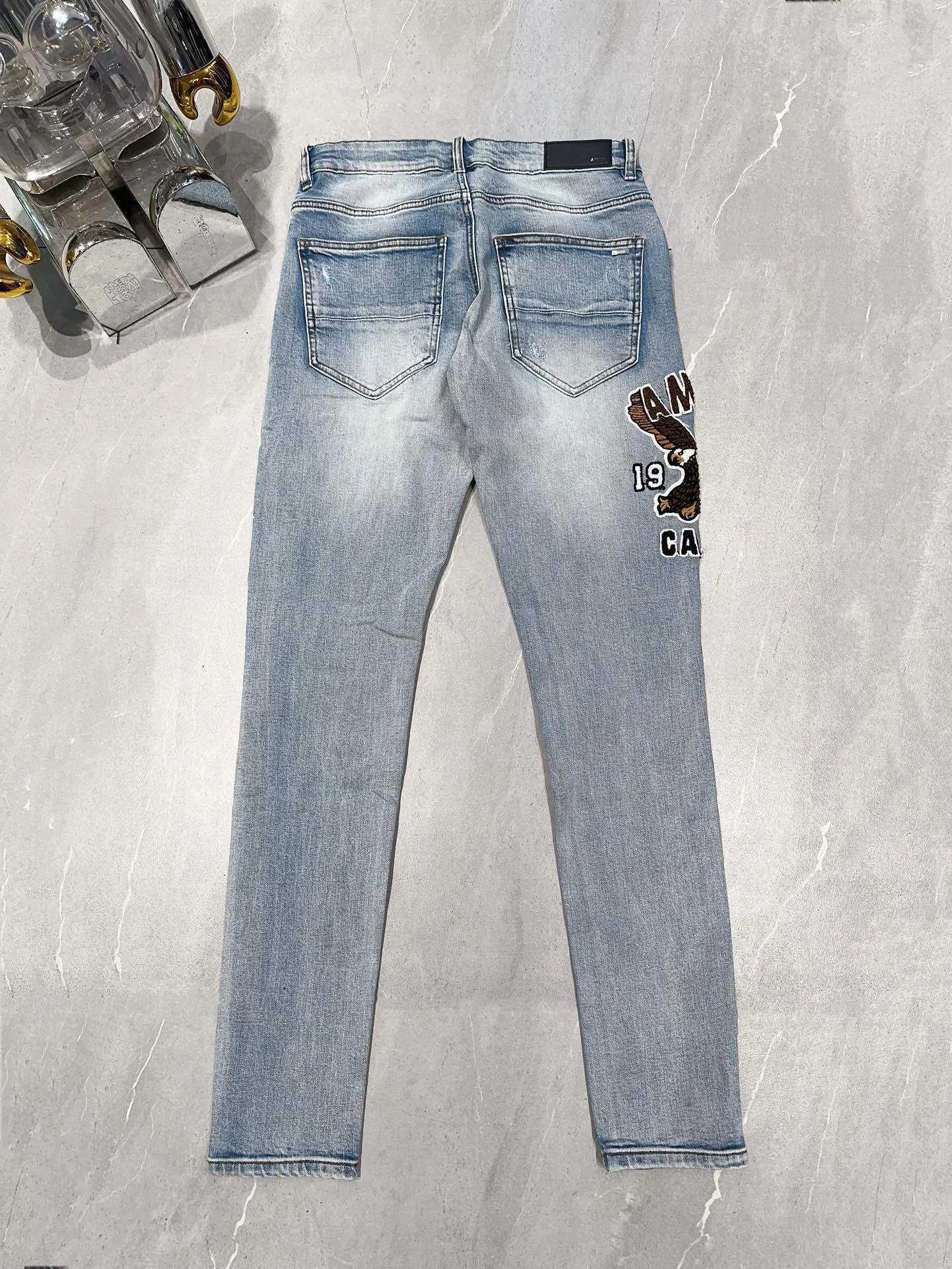 Men's Jeans 2024 Badge Patchworks Skinny Jeans For Men Destroyed Holes Vintage Blue Denim Pants Hombre Fashion Clothes Y2408307X2M