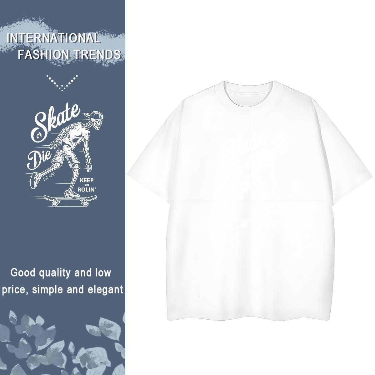 2024 Casual T-Shirts 230g Pure Cotton Crew Neck Hip Hop skull Unisex Tshirts High quality DIY Anime Printed Tees Shirts