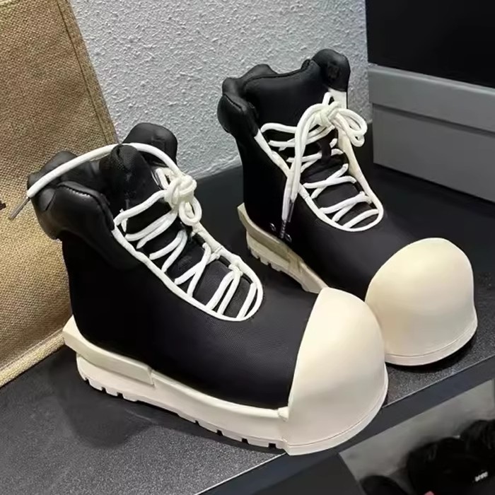Man New Fashion Woman Chubby Bread Chunky Heel Male Female Ankle Boot Round Toe Men Women Casual Shoe 0f46