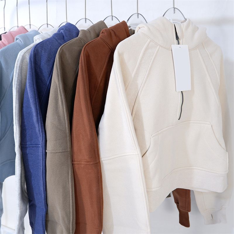scubsweater autumn and winter yoga scubhoodie plus velvet thickening jacket Quick drying breathable xs half zipper terry designers sweater loose short clothes