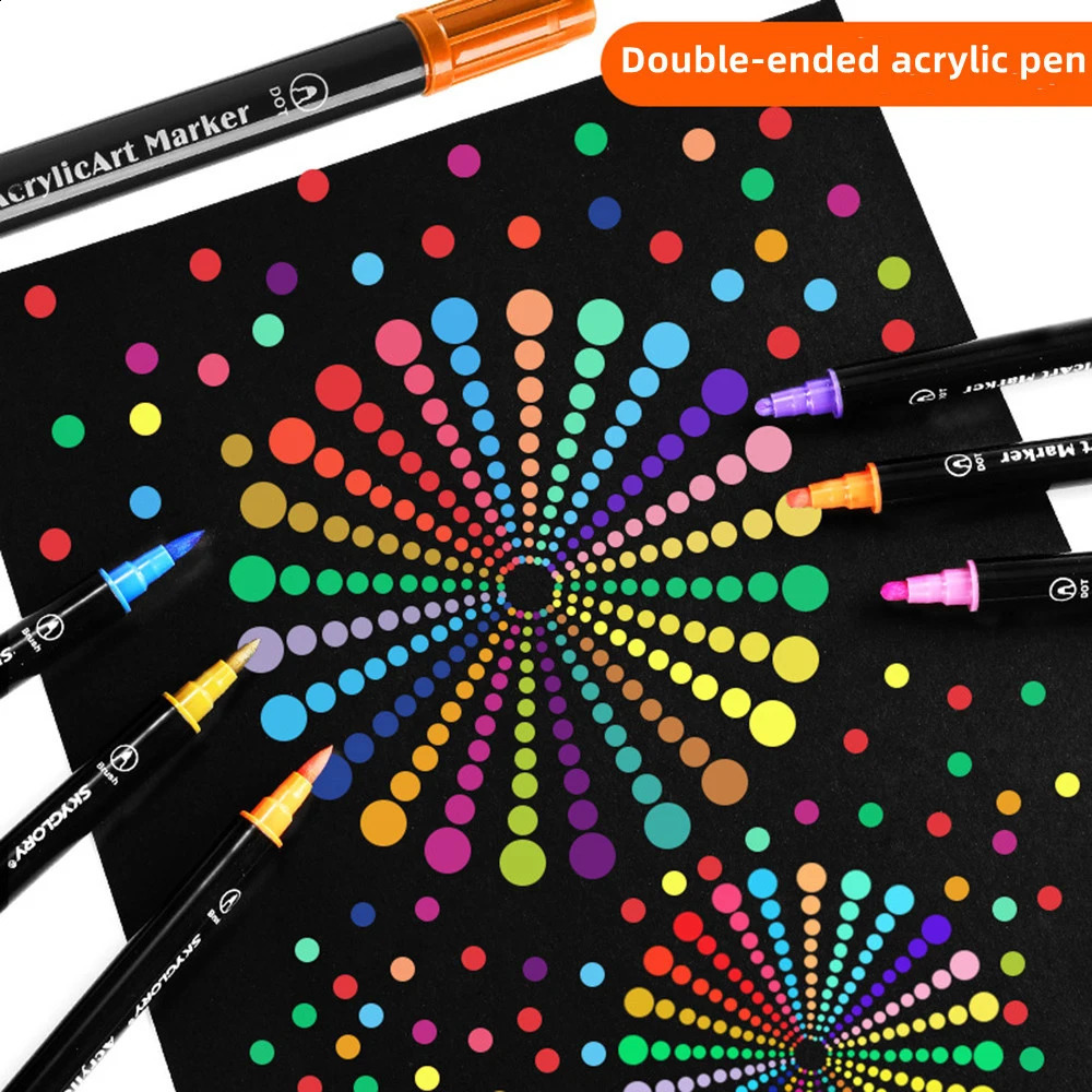 12/24/36 Colors Acrylic Marker Pen Set Ink Painting Tool Fabric Rock Painting Ceramic Glass Canvas DIY Card Making Art Supplies 240830