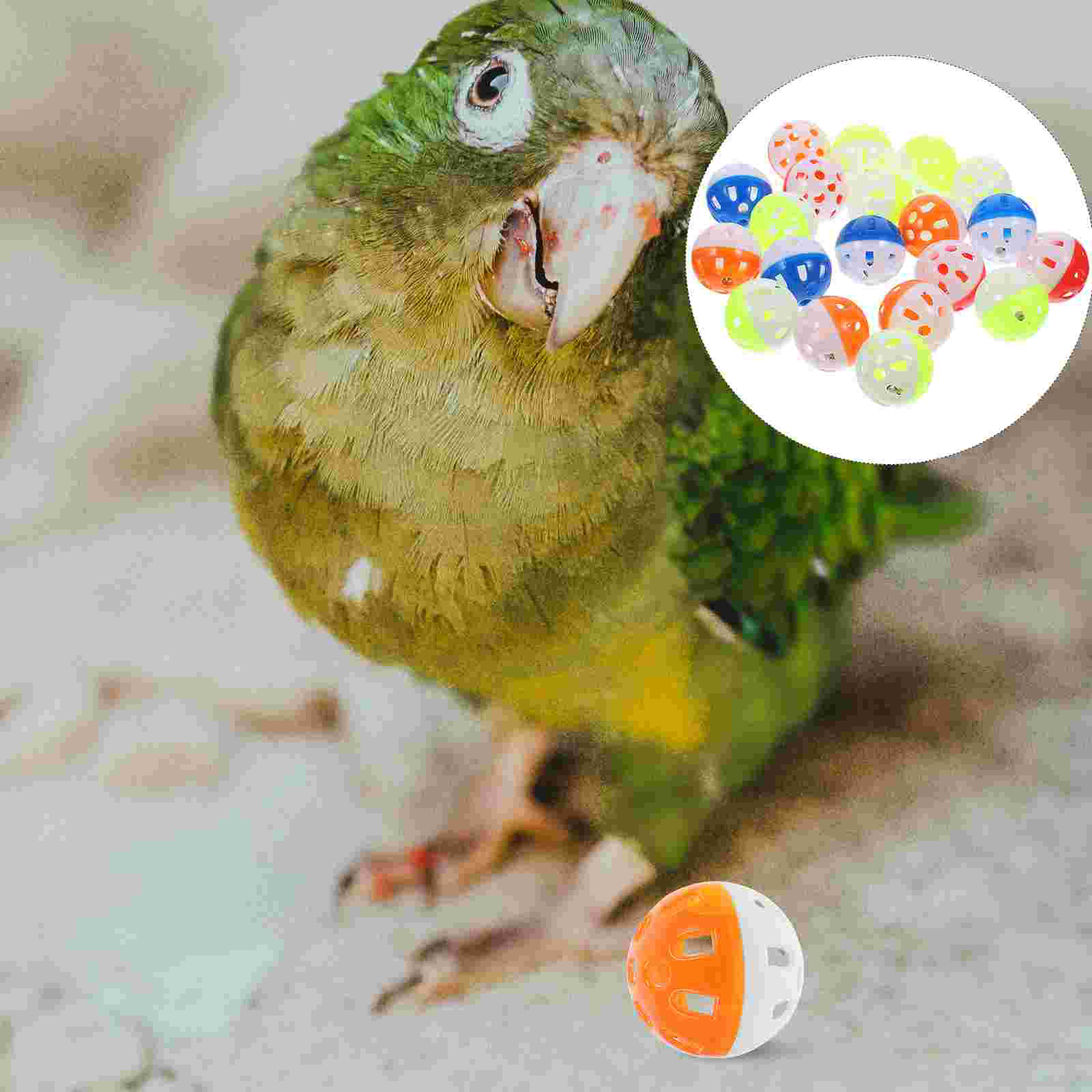 20 Pcs Hollow Bell Ball Parrot Toy Balls Toys Bird Bells Cages Plastic Parakeet for Funny Parakeets Foraging Parrots