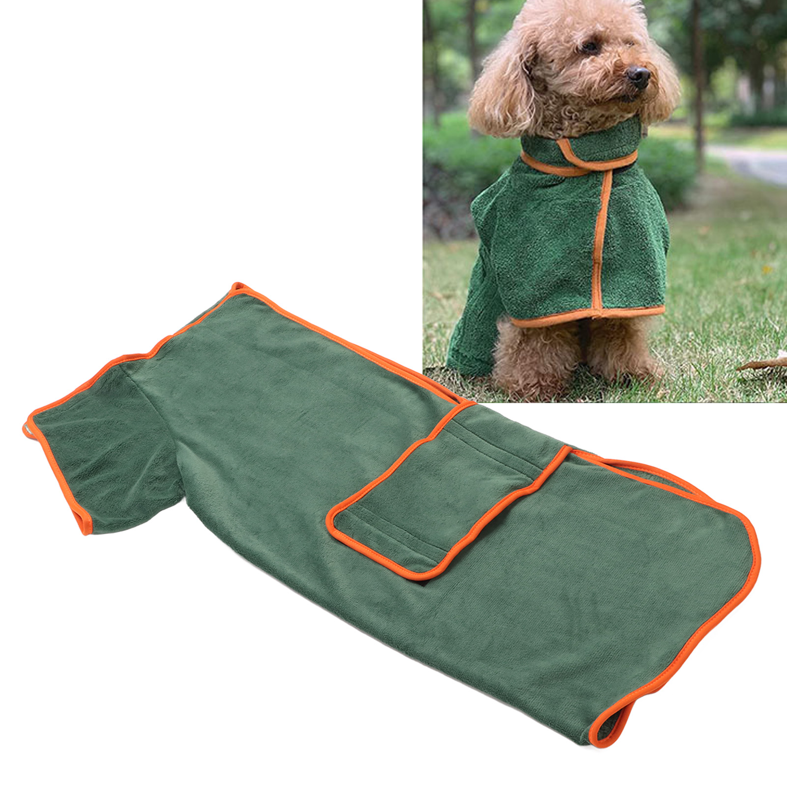 Pet Bathrobe Water Absorption Adjustable Hook And Loop Design Dog Towels For Drying XL