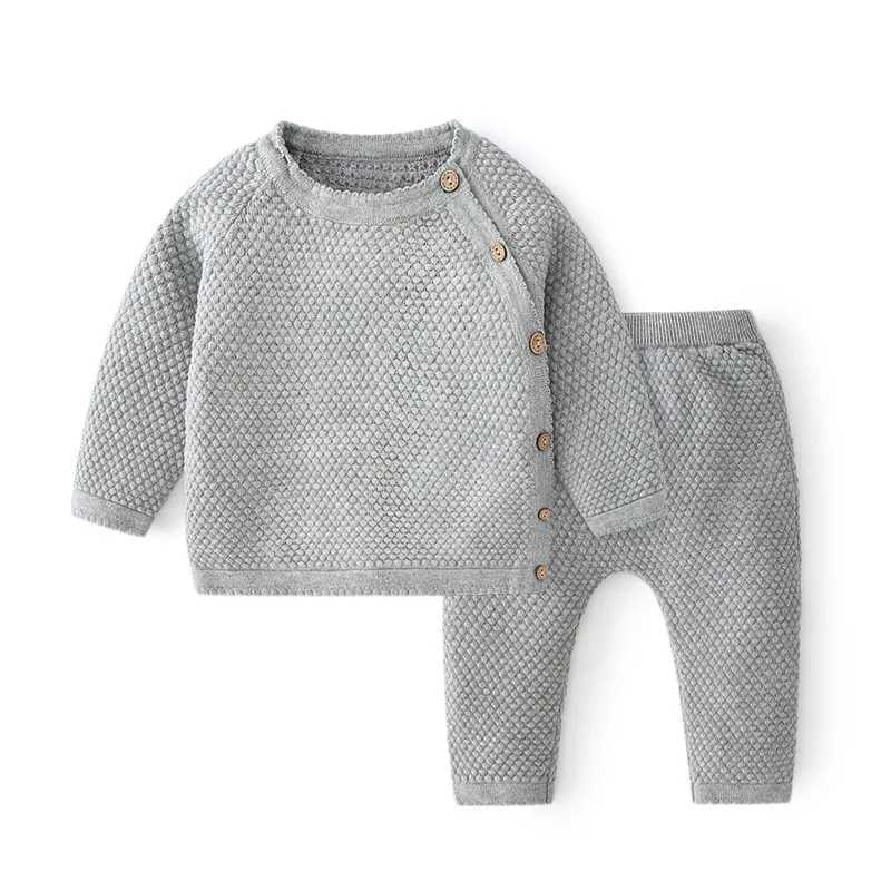 Baby Clothes Sets Ensembles Cotton Spring Newborn Boy Girl Infant Clothing Tops And Pants Knitted Sweater Baby Pajamas Sets W250218