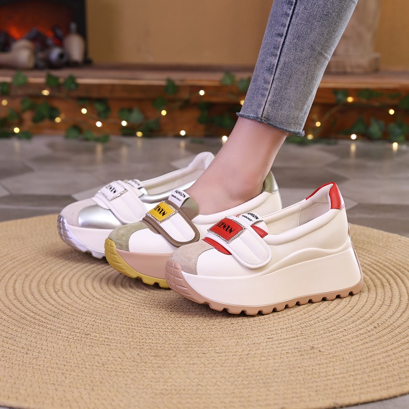 Fujin 8cm New Platform Wedge Flats Summer Fashion Genuine Leather Pumps Mixed Color Women Sandal Slippers Shoes Microfiber Pumps