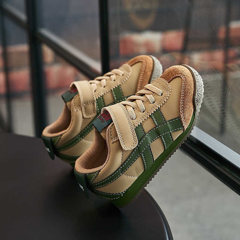 Athletic Outdoor Childrens sports 2024 autumn new item girls genuine leather white lightweight and non slip boys casual shoes H260130