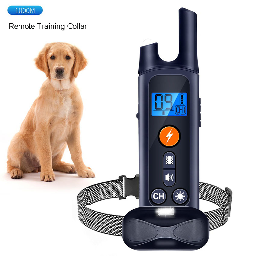 Intelligent Dog Barking Stopper Remote Electric Shock Pet Collar Electronic Dog Trainer Rechargeable 1000m