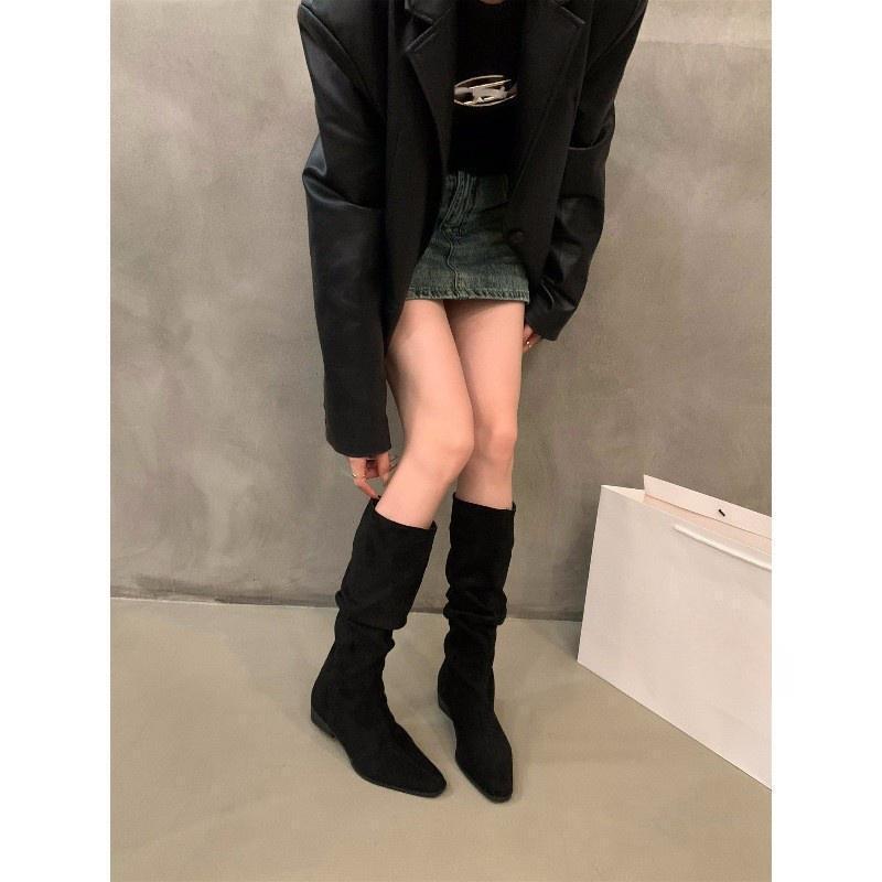 Women's autumn and winter velvet pile boots long leg knight boots