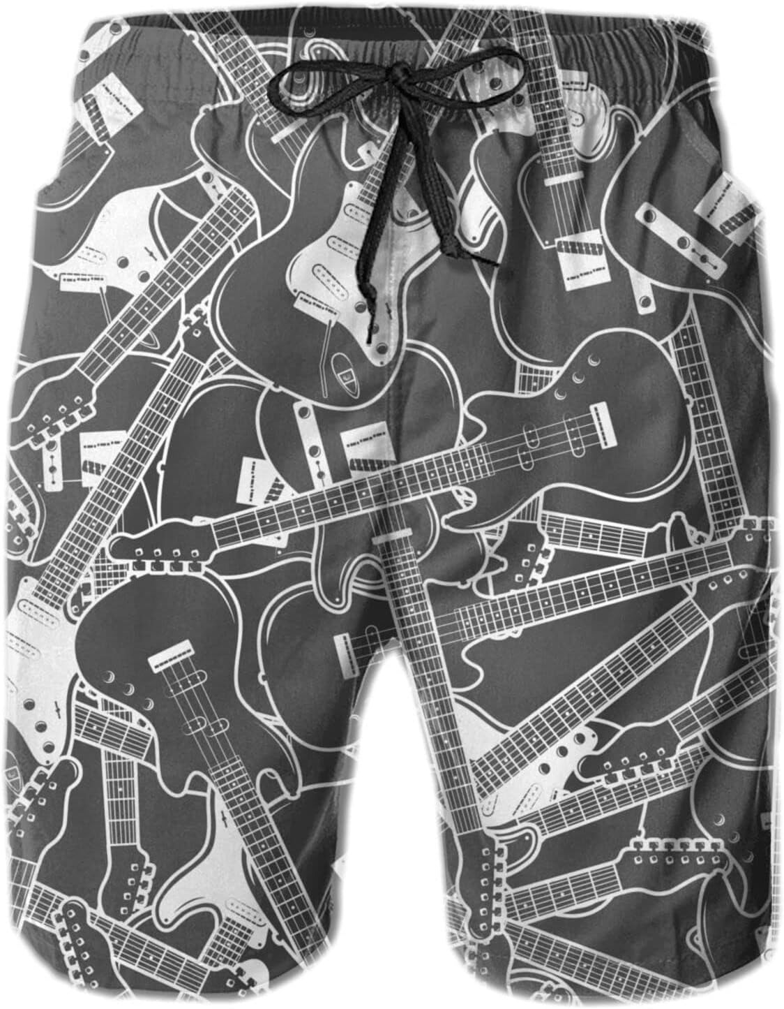 Free shipping Mens Shorts 3D Printed Pattern Electric Guitar Swim Trunks Quick Dry Stylish Beach Board Swimwear