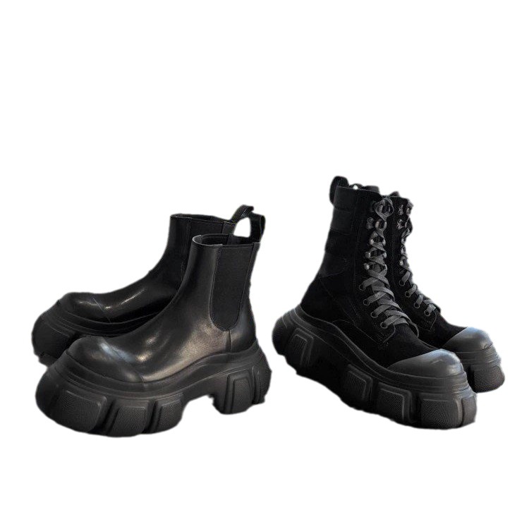 Designer 2023 New Women Ankle Boots PU Leather Thick Sole Lace Up Combat Booties Female Autumn Winter Platform Shoes Woman