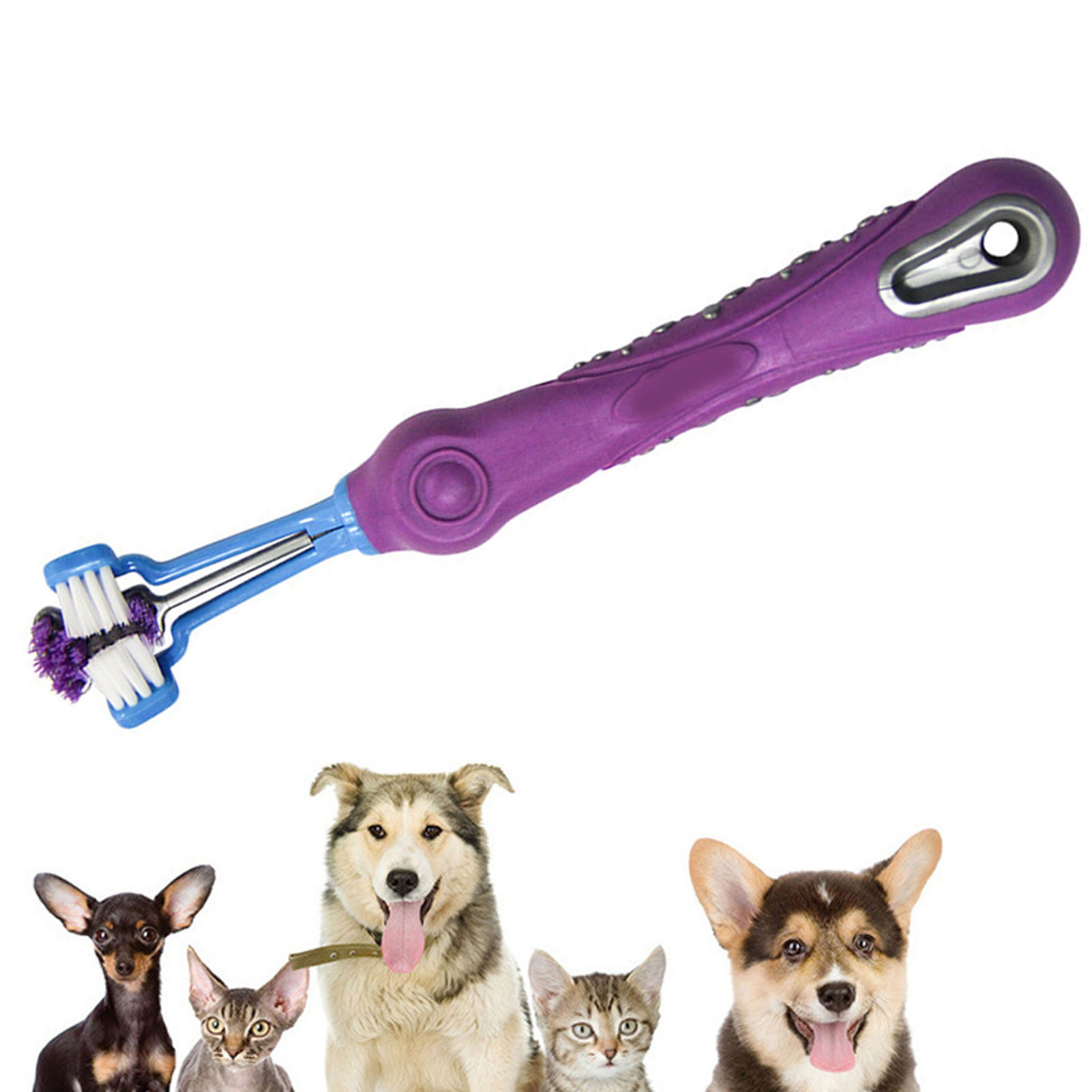 3 Sided Pet Toothbrush Multi Angle Dog Cat Toothbrush Pet Supplies For Oral Cleaning