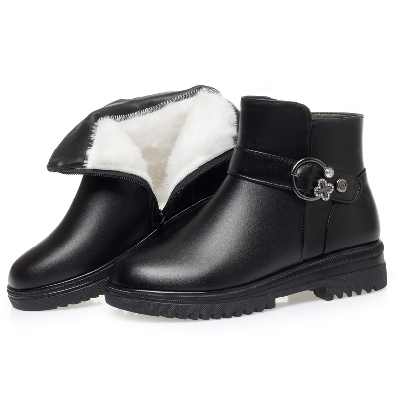 AIYUQI Women Winter Boots Anti-slip 2024 New Genuine Leather Warm Mom Boots Women Thick Wool Large Size Women's Ankle Boots