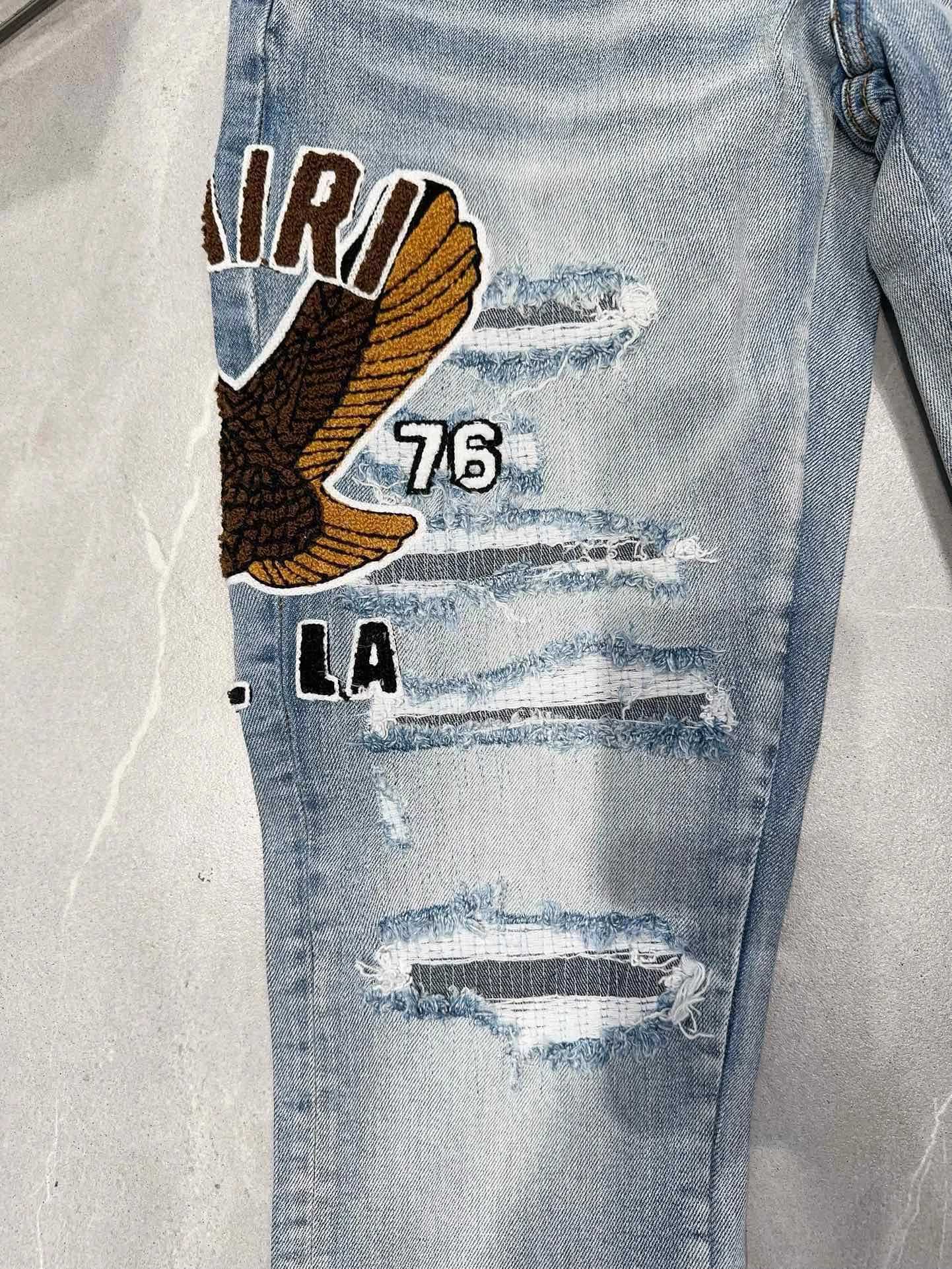 Men's Jeans 2024 Badge Patchworks Skinny Jeans For Men Destroyed Holes Vintage Blue Denim Pants Hombre Fashion Clothes Y2408307X2M