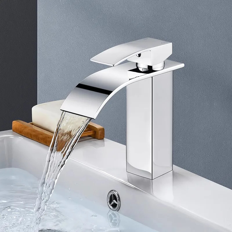 Waterfall washbasin stainless steel highlow faucet black and cold toilet bathroom household use 240830