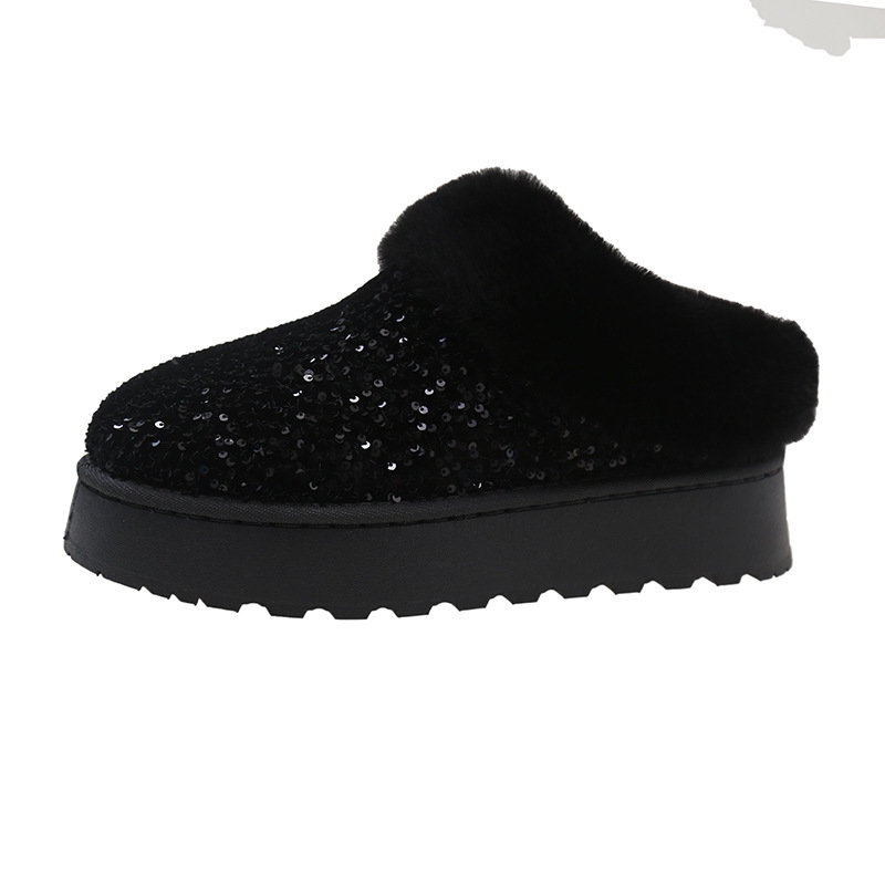 Free shipping 2024 new autumn winter soled plush snow boots with thick sequins suitable for women in pink black sier and gold sizes 36-43