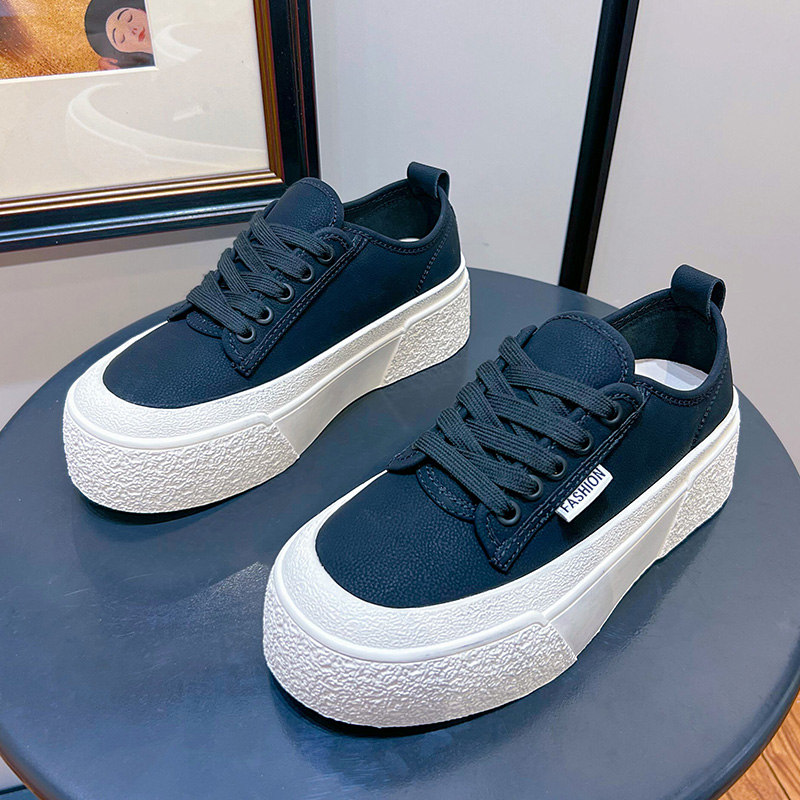 Women's AIYUQI Genuine Leather Casual Lace-up Sneakers Platform Board Shoes New Women girl platform shoes fad0