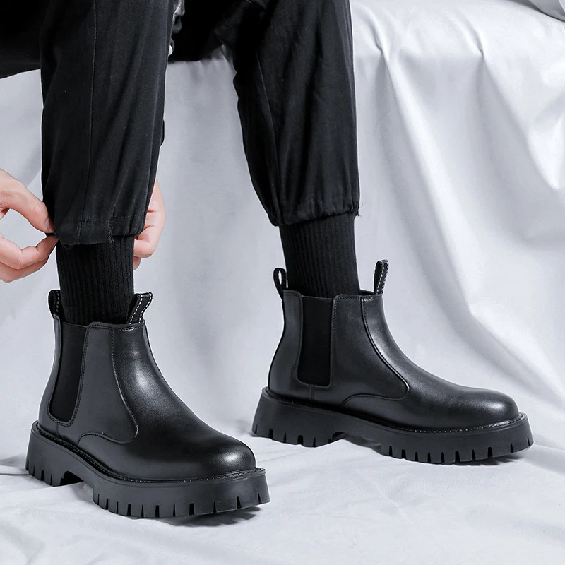 Classic Retro Thick Soled Leather Chelsea Boot Men Fashion Boot Men Casual British Style Bootanti-slip Wearable Comfort Boot 240830