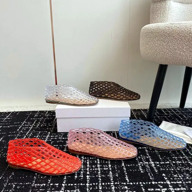 Fashion Brand Design Mesh Hole Sandals Summer Comfort Breathable Women Flats Mules Jelly Shoes Elegant Fisherman Loafers dh910320090