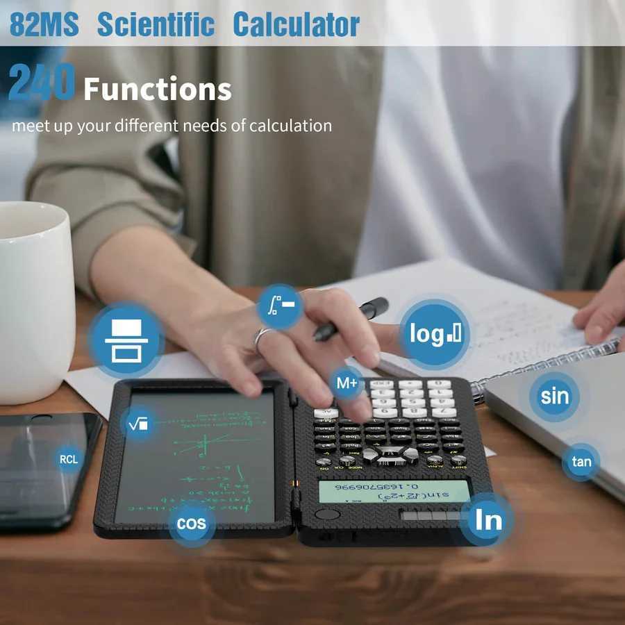 NEWYES NY-82MS Engineering Science Calculator Foldable Portable 240 Calculation Function Calculator with Writing Tablet M240831