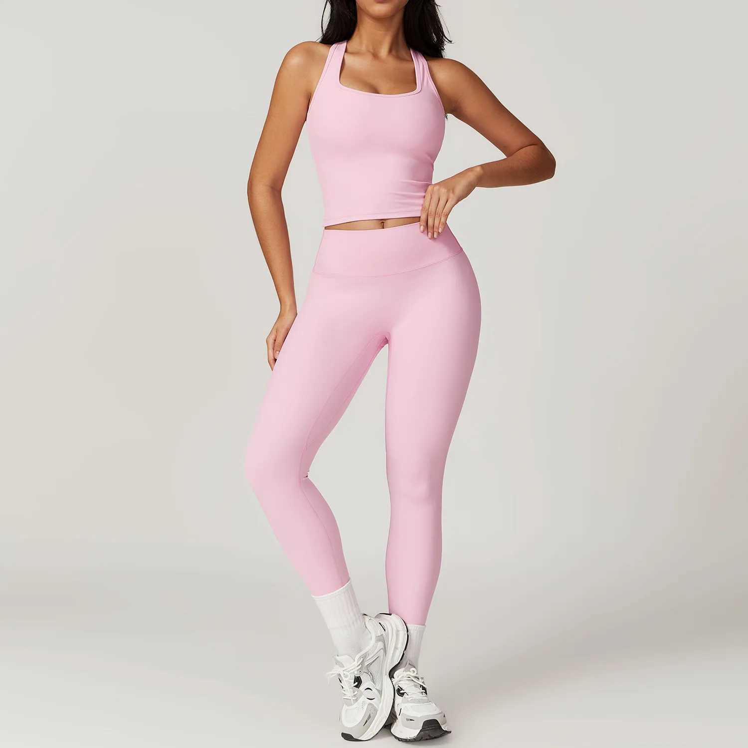 Two piece fitness yoga set for womens gym push ups running sportswear womens high waisted sportswear sportswear W250326