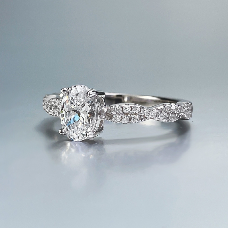 Sparkg Moissanite Wedding Ring: Genuine Sterg Sier, Oval Cut, White, for Women and Brides